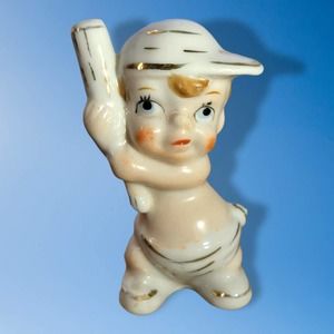 Vtg Japan, Possibly MORIYAMA MORI-MACHI, Baby Baseball Nippon porcelain figurine